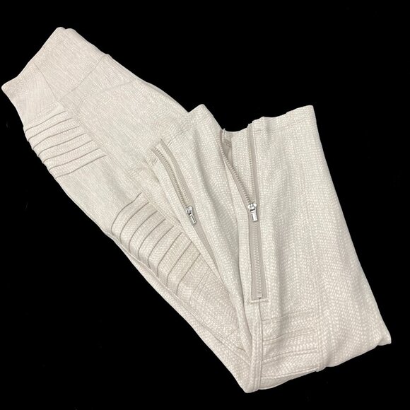 Athleta Delancey Textured moto tight Pant Legging Womens XXS Beige Zip Ankle - Picture 4 of 6